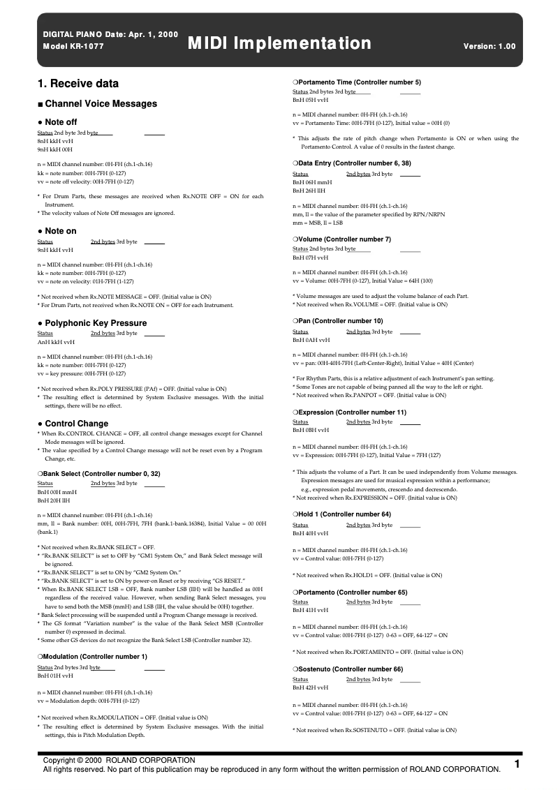 Imagen de la primera página del manual del dispositivo KR-1077