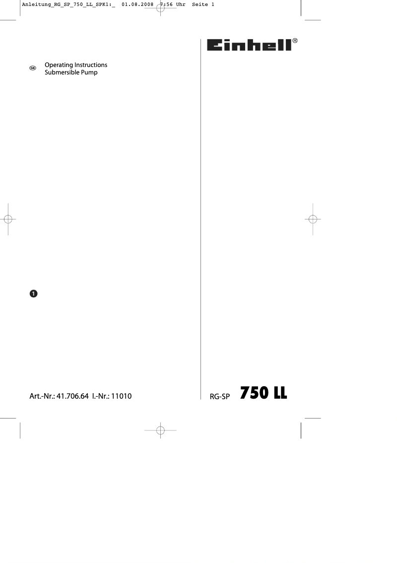 Page 1 de la notice Manuel utilisateur Einhell RG-SP 750 LL