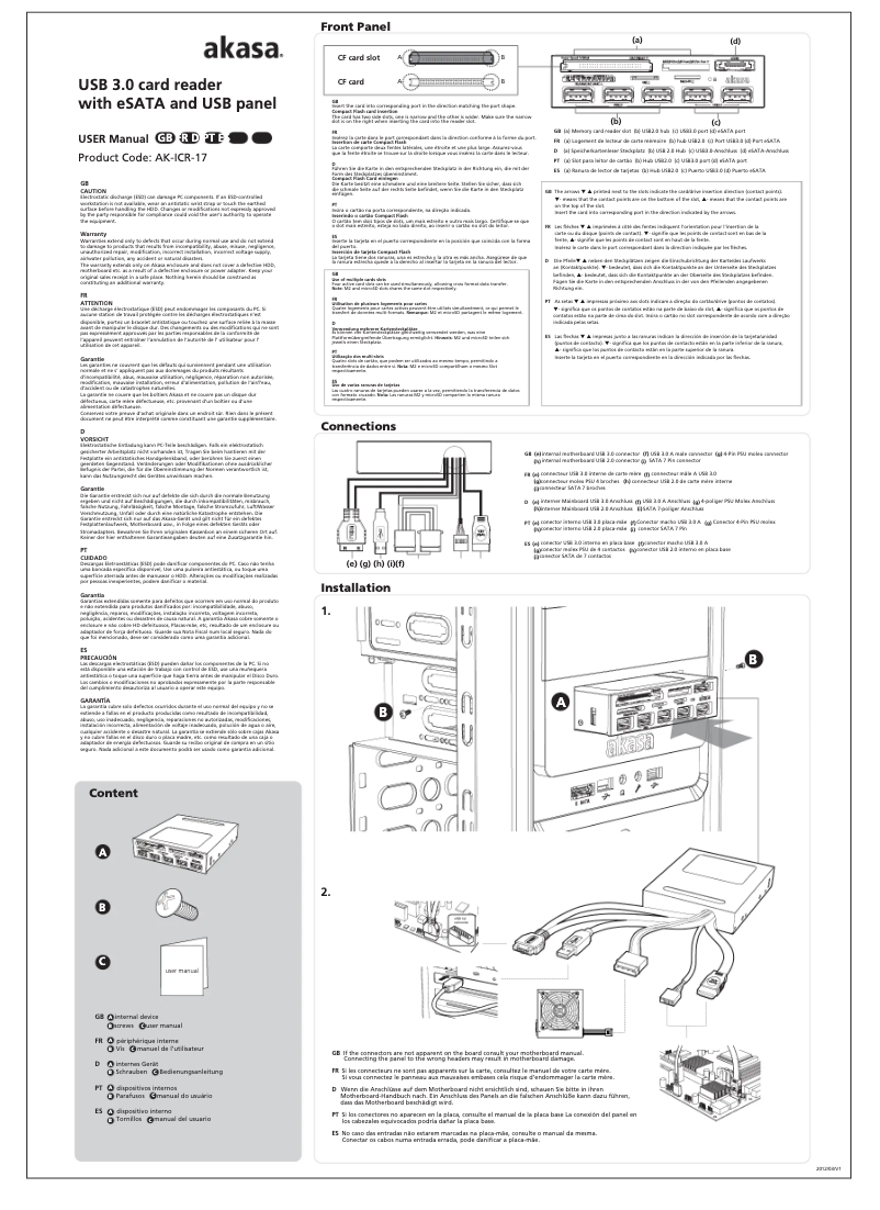 Page 1 de la notice Manuel utilisateur Akasa AK-ICR-17