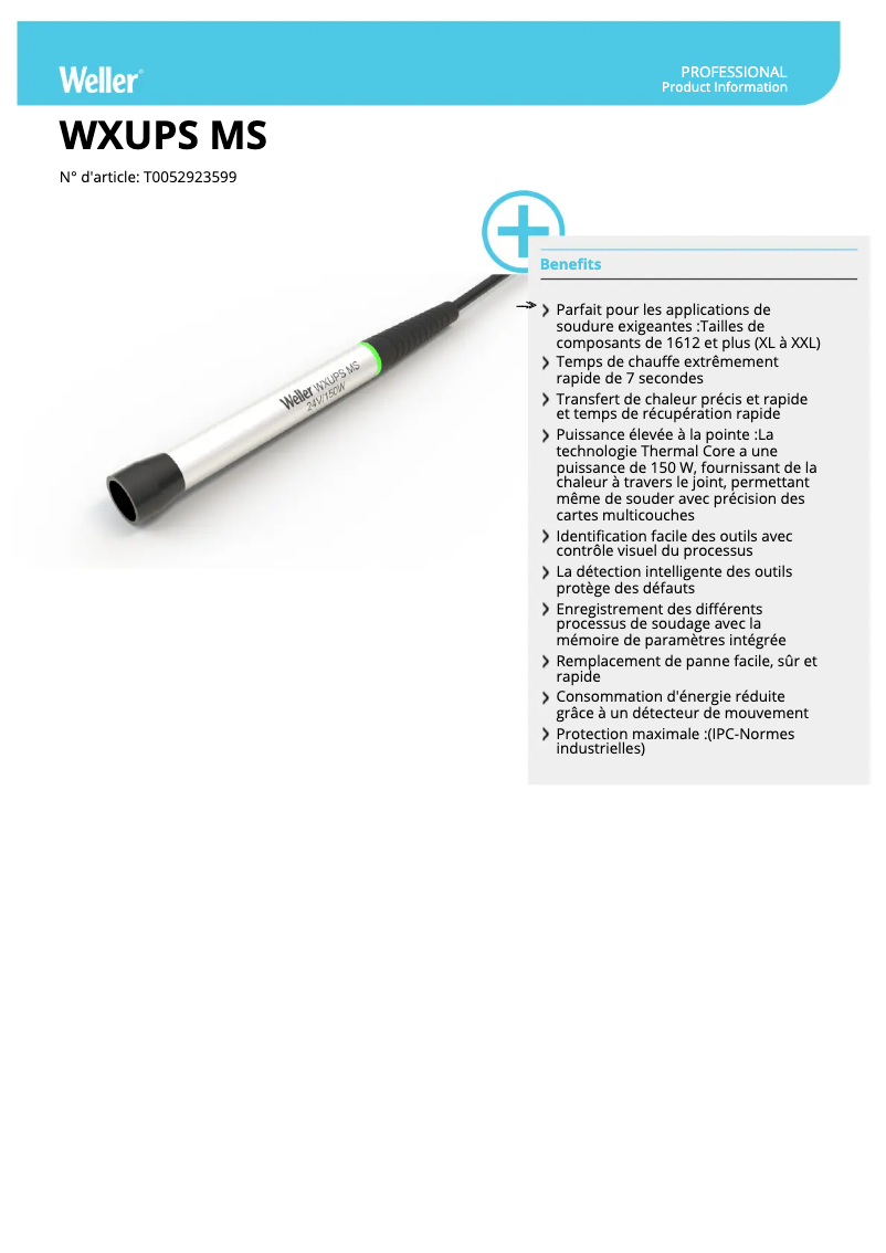 Page n°1 - Fiche technique Weller WXUPS MS