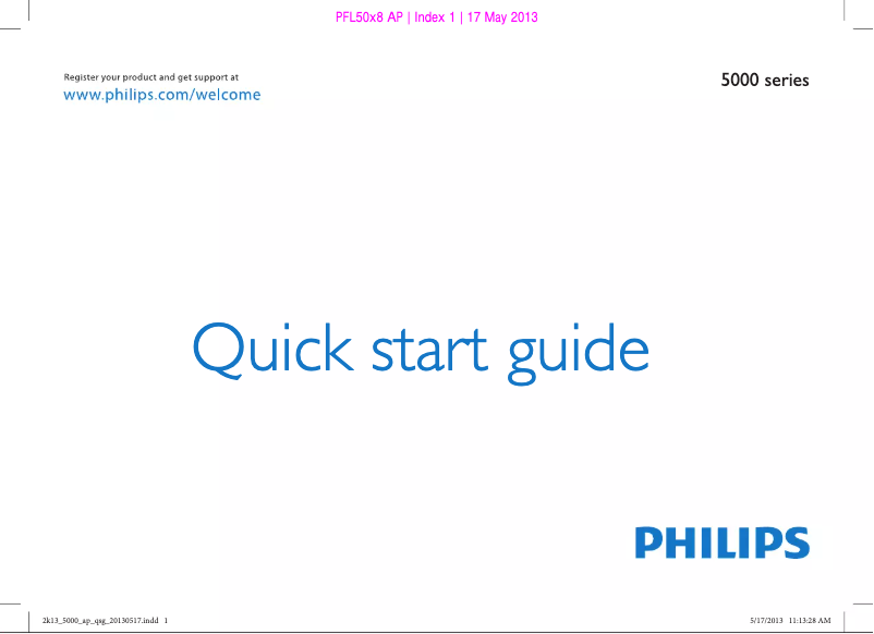 Page n°1 - Guide de démarrage rapide Philips 50PFL5008S