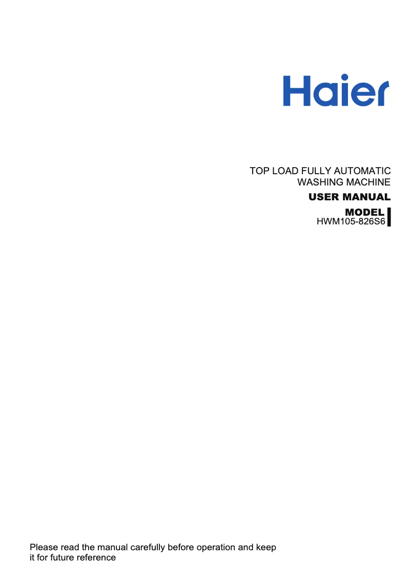 Page 1 de la notice Manuel utilisateur Haier HWM105-826S6