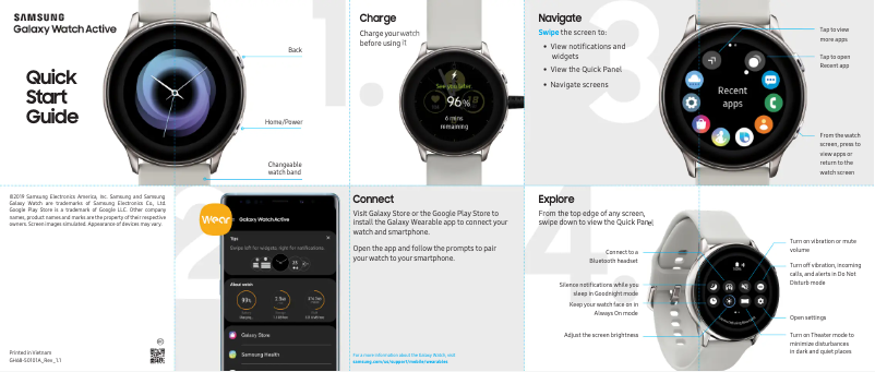 Page n°1 - Guide de démarrage rapide Samsung Galaxy Watch Active