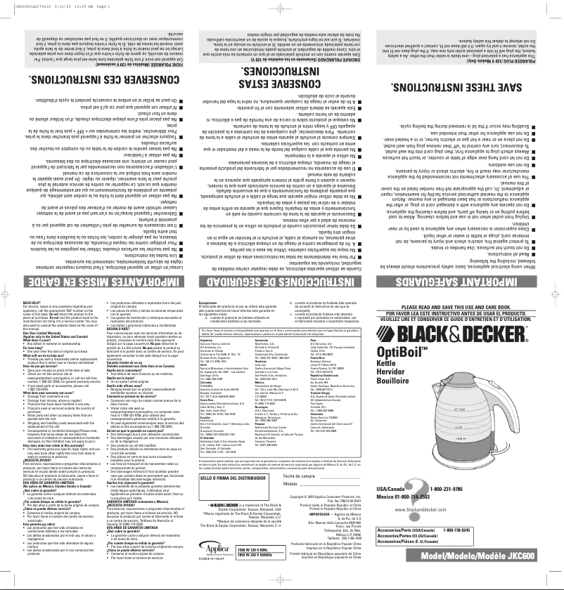 Page n°1 - Manuel utilisateur Black & Decker JKC600