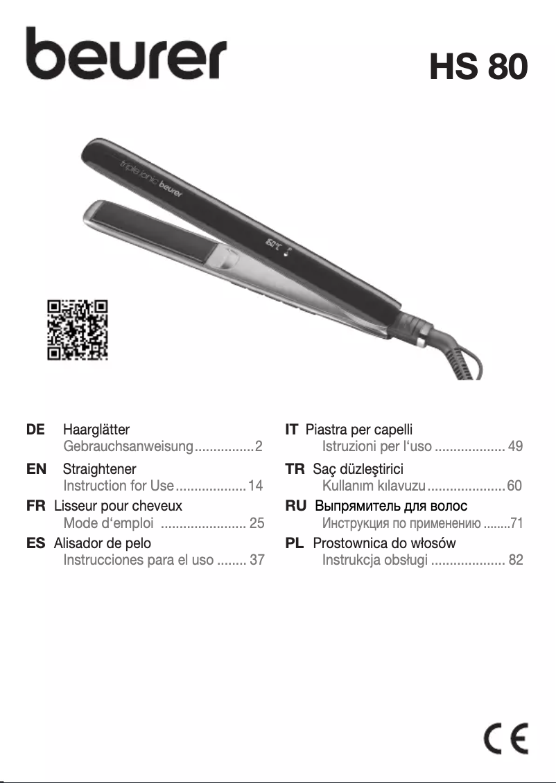 Page 1 de la notice Manuel utilisateur Beurer HS 80