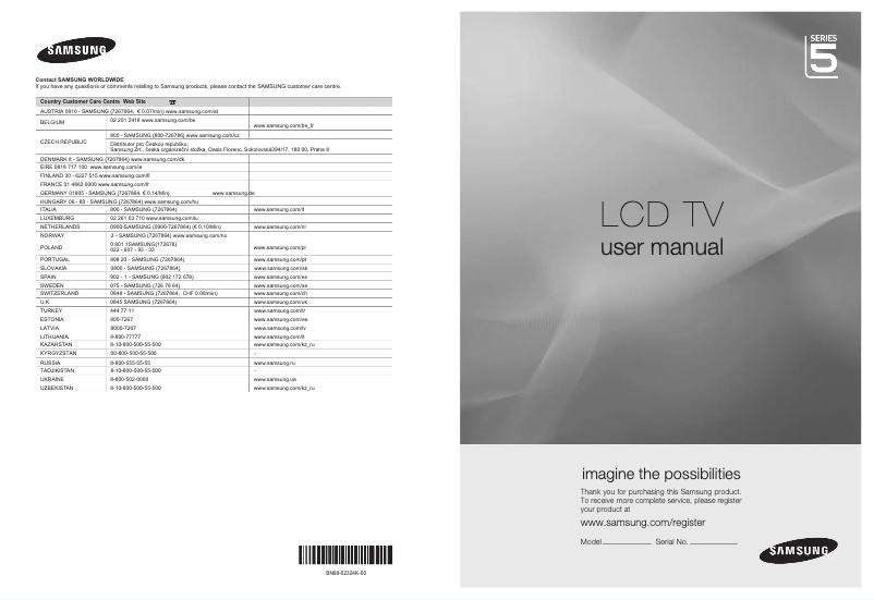 Page 1 de la notice Manuel utilisateur Samsung LE46B579