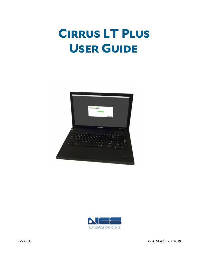Page n°1 - Manuel utilisateur NCS Cirrus LT Plus