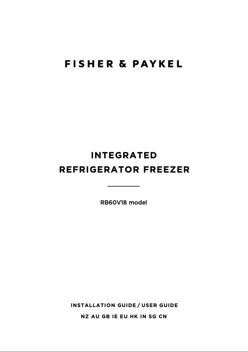 Page n°1 - Guide d'installation Fisher & Paykel RB60V18