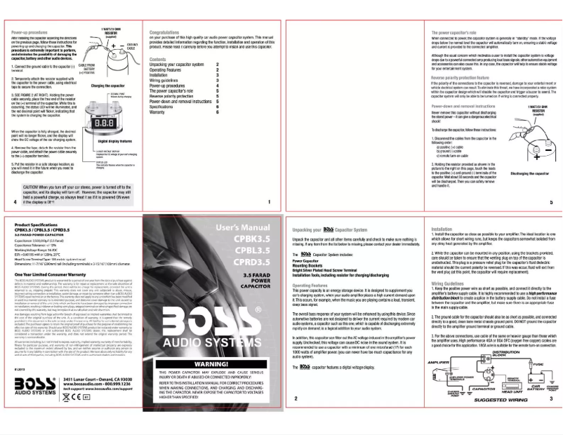 Page 1 de la notice Manuel utilisateur Boss CPRD3.5