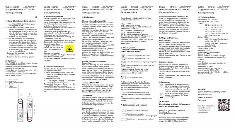 Page n°1 - Manuel utilisateur Ebro TLC 750i