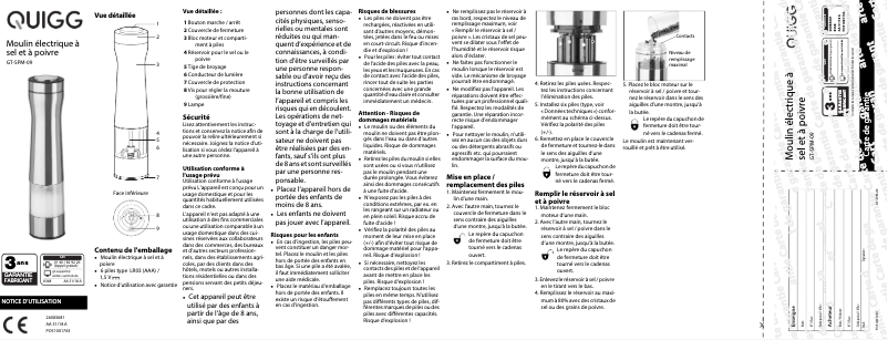 Page 1 de la notice Manuel utilisateur Quigg GT-SPM-09