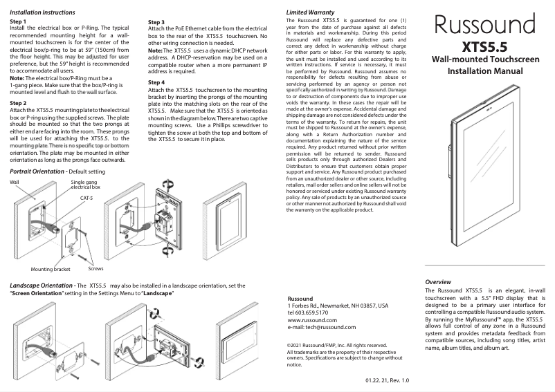 Page n°1 - Manuel utilisateur Russound XTS5.5
