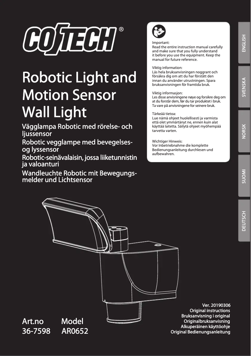Page 1 de la notice Manuel utilisateur Cotech AR0652