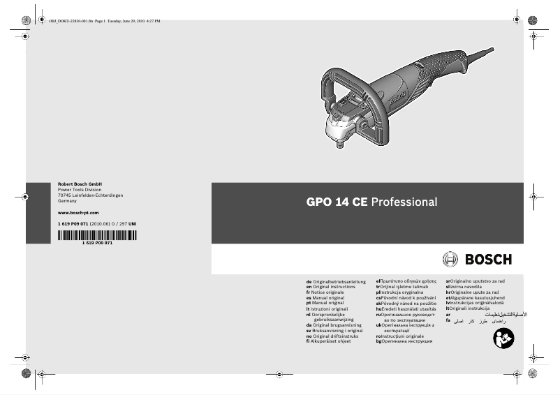 Image de la première page du manuel de l'appareil GPO 14 CE Professional