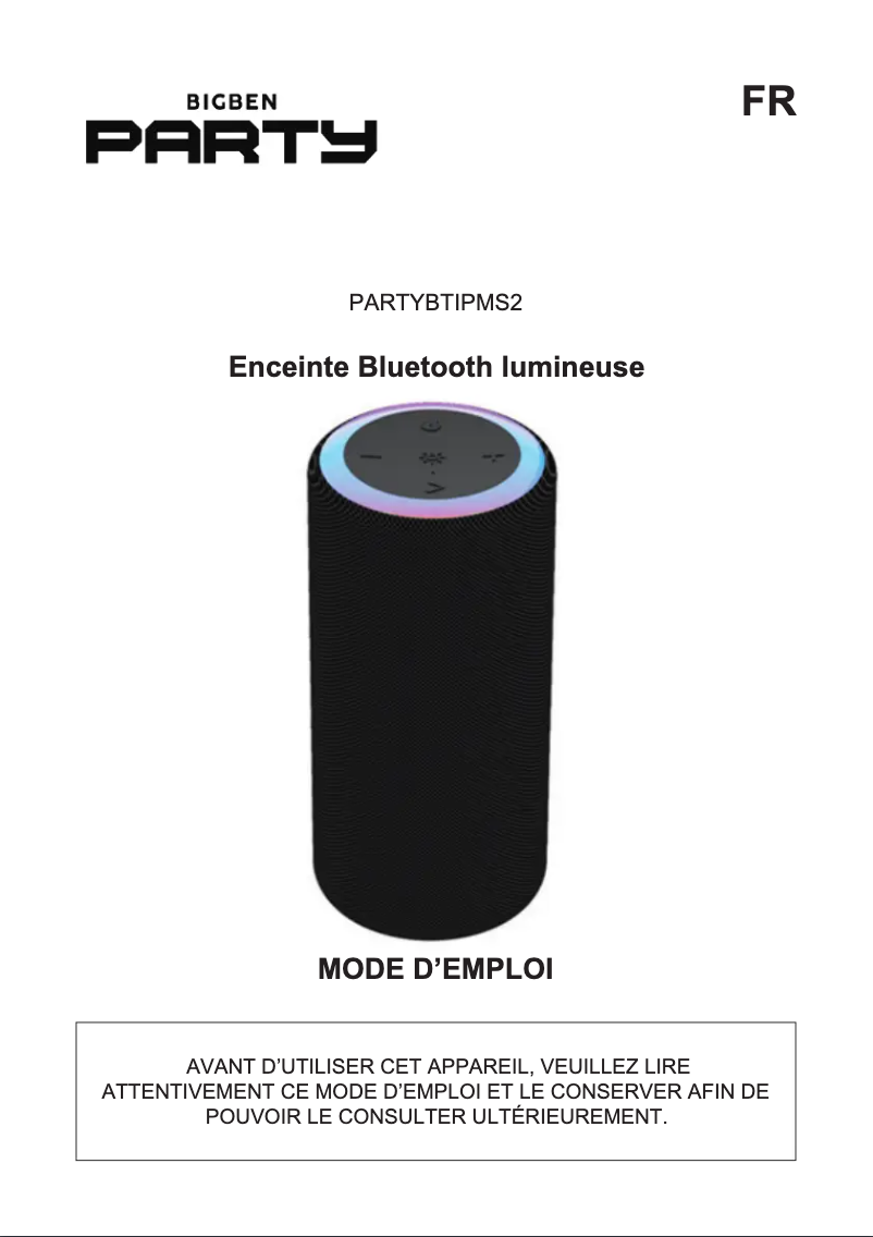 Page 1 of the manual User Manual Bigben PARTYBTIPMS2