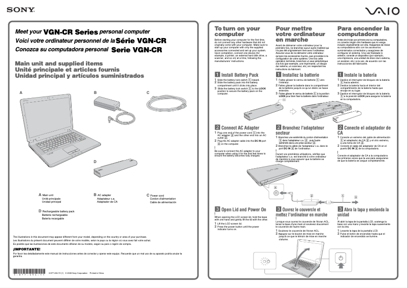 Page n°1 - Manuel utilisateur Sony Vaio VGN-CR515E