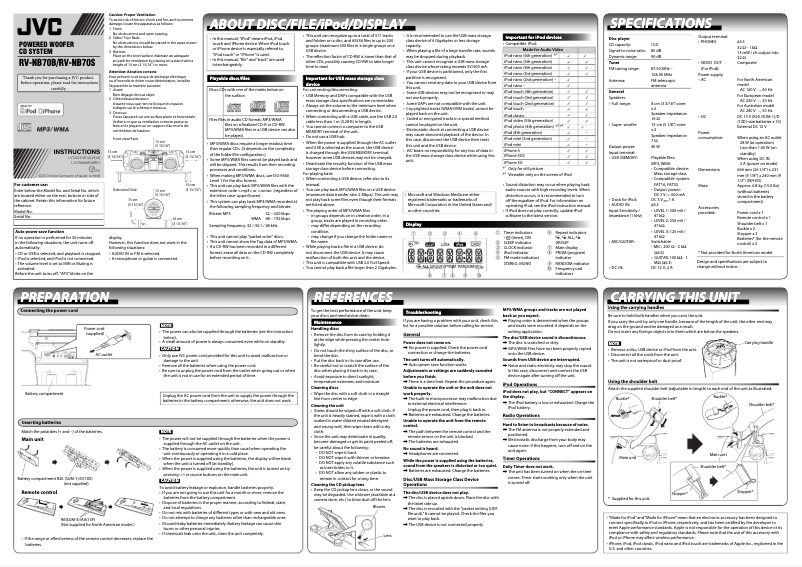 Page n°1 - Manuel utilisateur JVC RV-NB70S