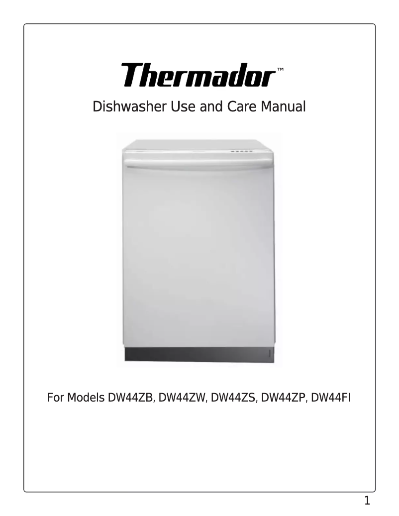 Page 1 de la notice Manuel utilisateur Thermador DW44ZP