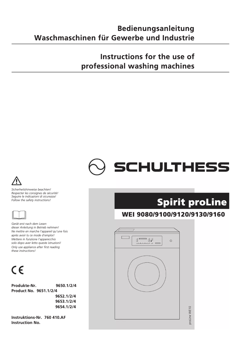 Page 1 de la notice Manuel utilisateur Schulthess Spirit proLine WEI 9100