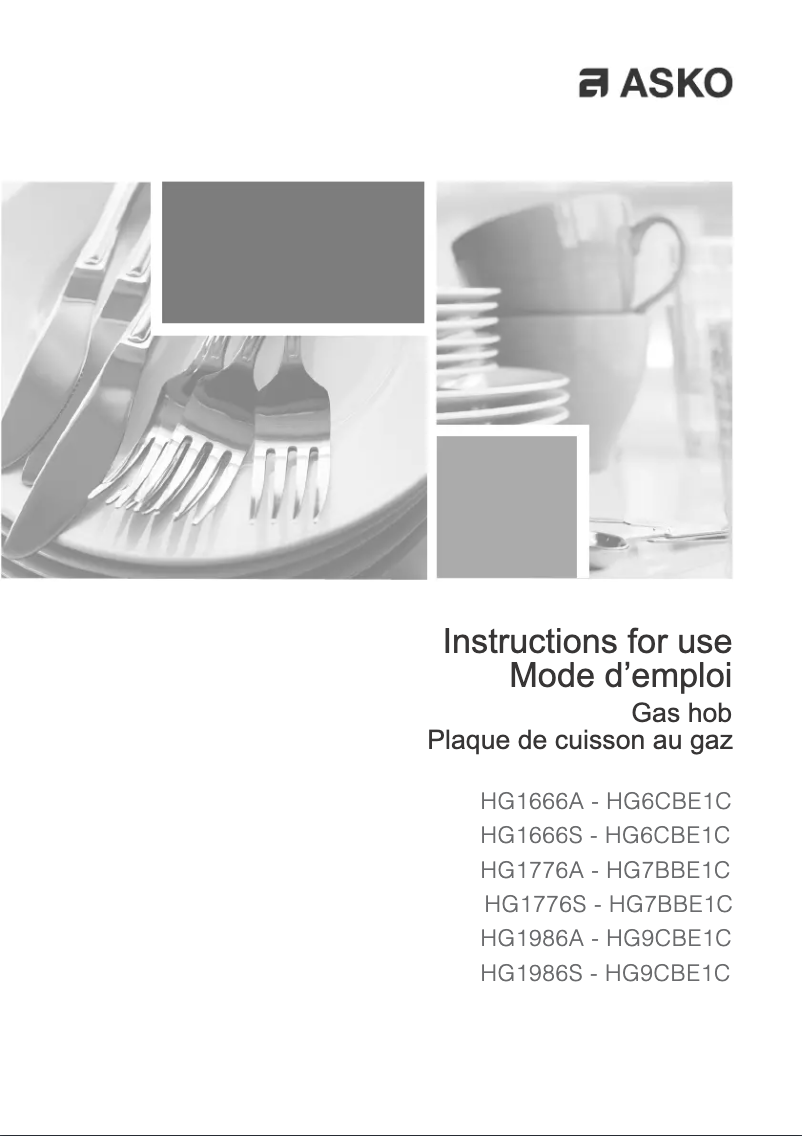Page n°1 - Manuel utilisateur Asko HG1986AD