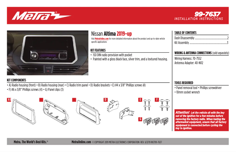 Page n°1 - Guide d'installation Metra 99-7637
