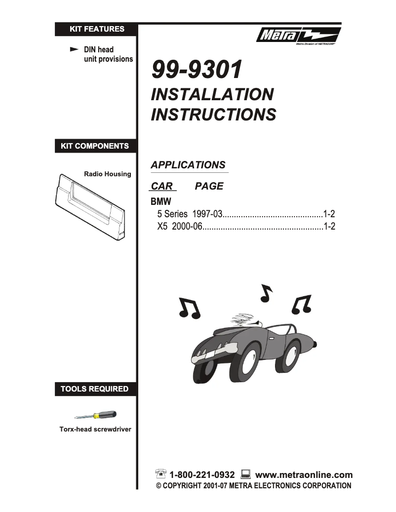 Page n°1 - Manuel utilisateur Metra 99-9301