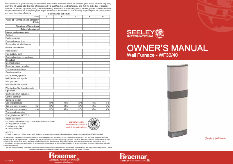 Image de la première page du manuel de l'appareil Ecostar WF40