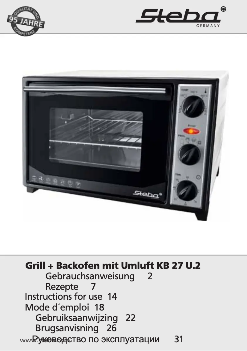 Page 1 de la notice Manuel utilisateur Steba KB 27 U.2