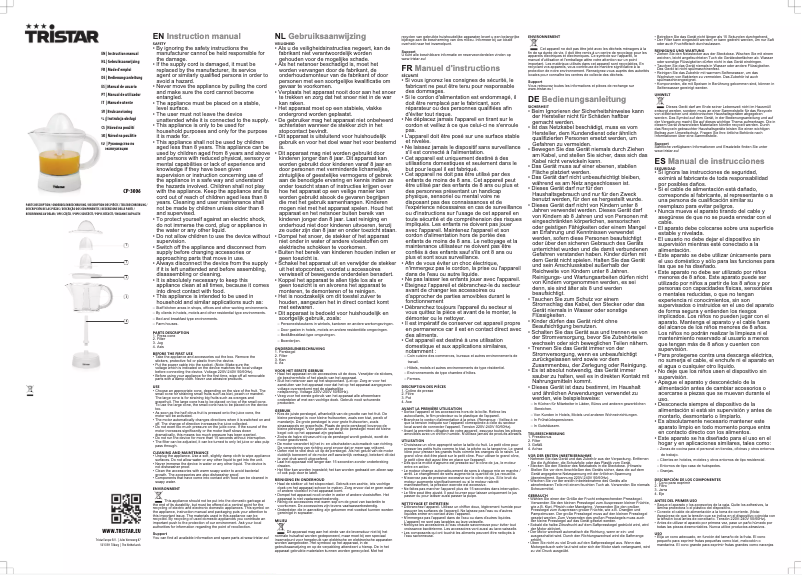 Page n°1 - Manuel utilisateur TriStar CP-3006