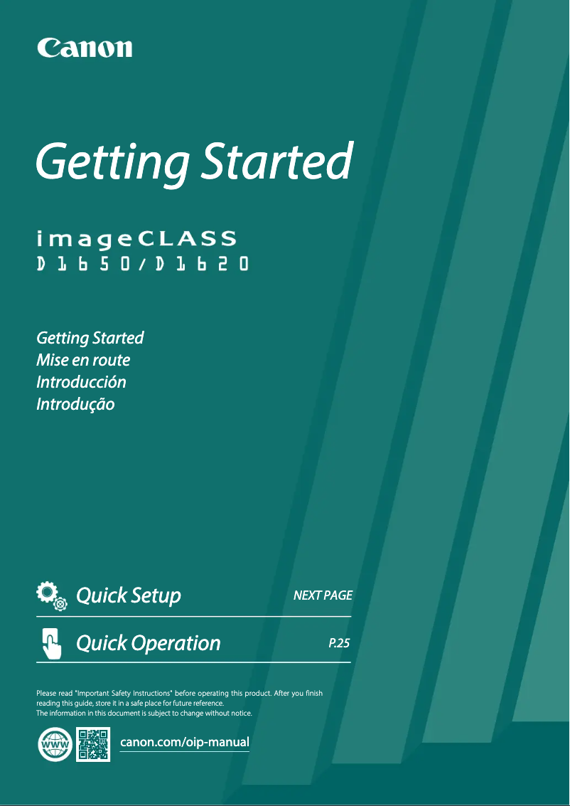 Image de la première page du manuel de l'appareil imageCLASS D1620