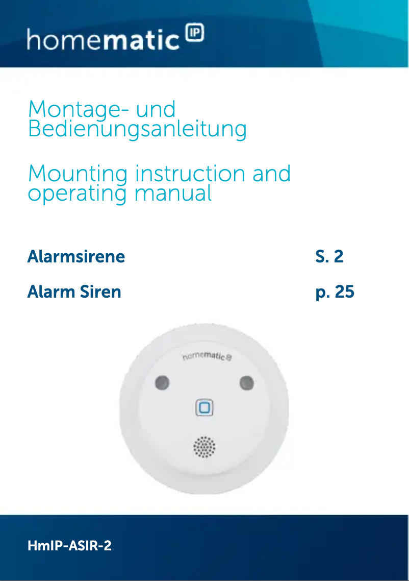 Page 1 de la notice Manuel utilisateur Homematic IP HmIP-ASIR-2