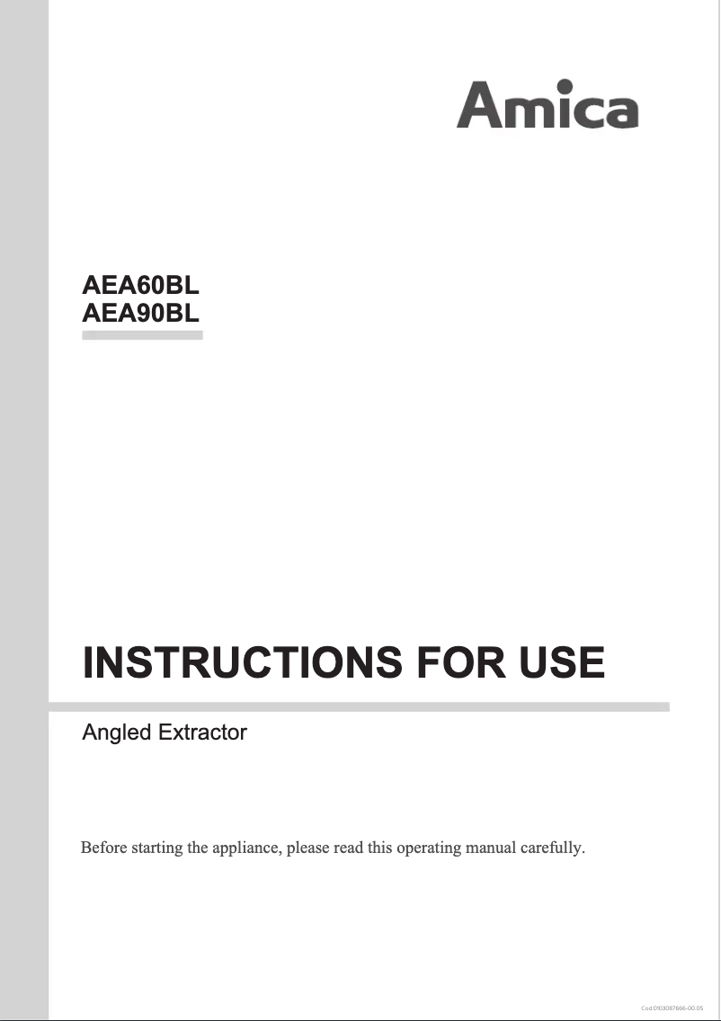 Page 1 de la notice Manuel utilisateur Amica AEA90BL