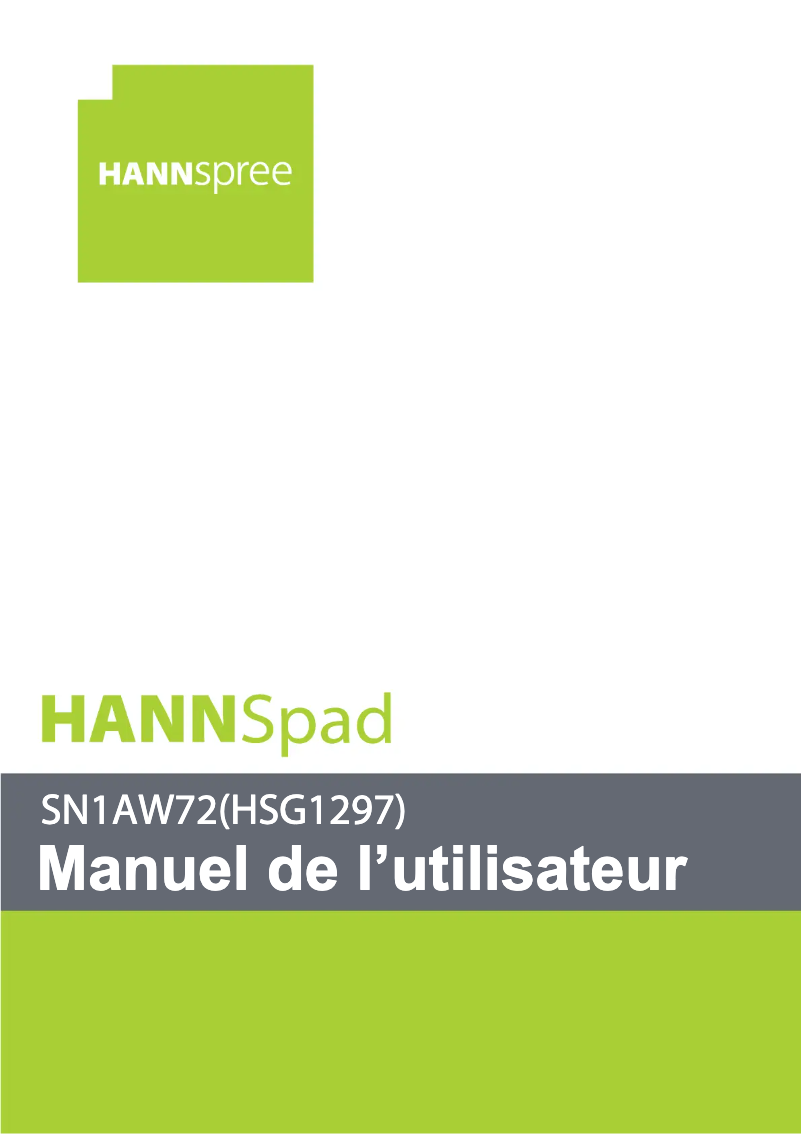 Page 1 de la notice Manuel utilisateur Hannspree HannsPad SN1AW72
