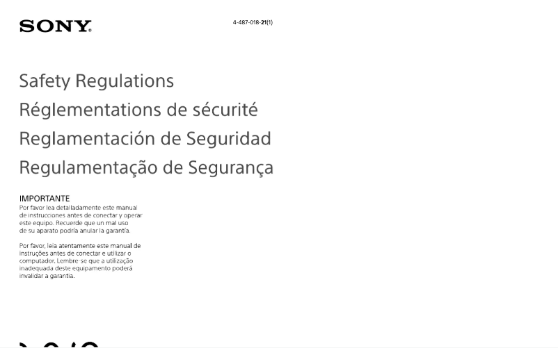 Page n°1 - Instructions de sécurité Sony Vaio Fit 13 SVF13N190S