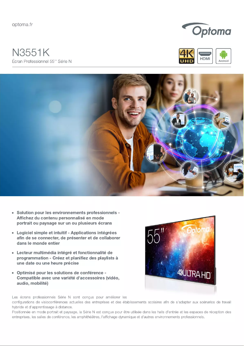 Page n°1 - Fiche technique Optoma N3551K