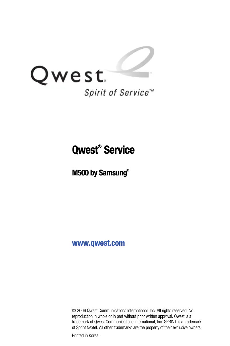 Image de la première page du manuel de l'appareil SPH-M500