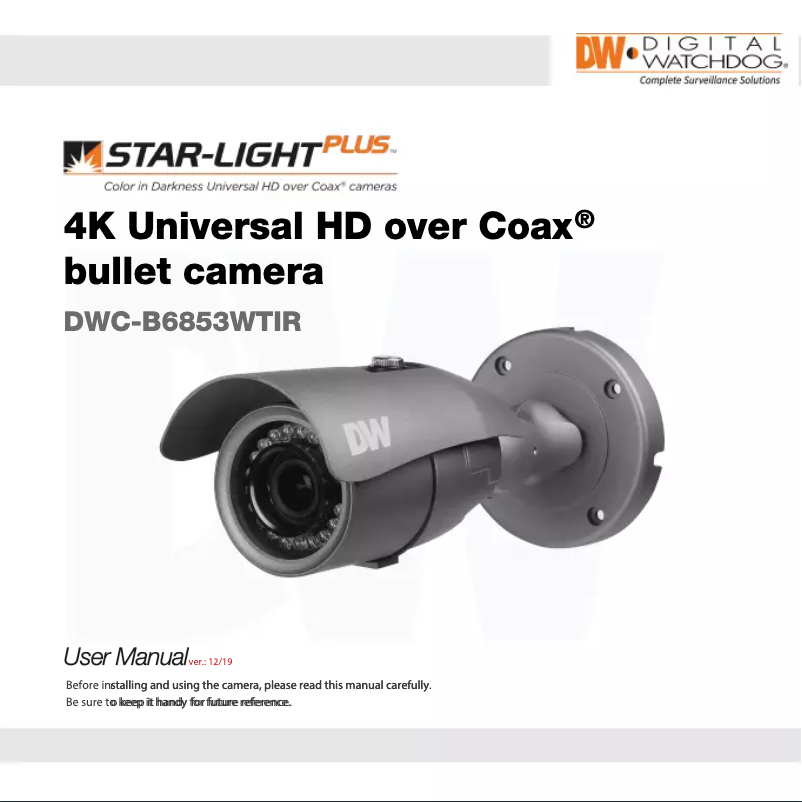 Page 1 de la notice Manuel utilisateur Digital Watchdog Star-Light Plus DWC-B6853WTIR