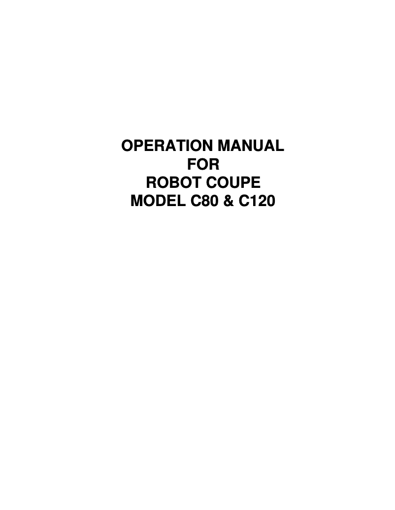 Page n°1 - Manuel utilisateur Robot Coupe C120