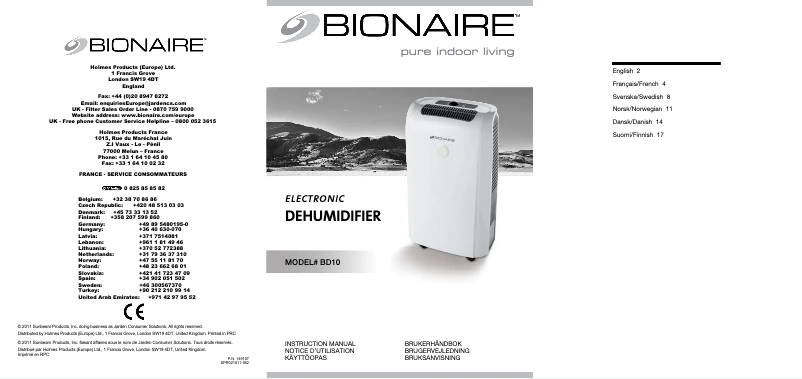 Página 1 del manual Manual de usuario Bionaire BD10