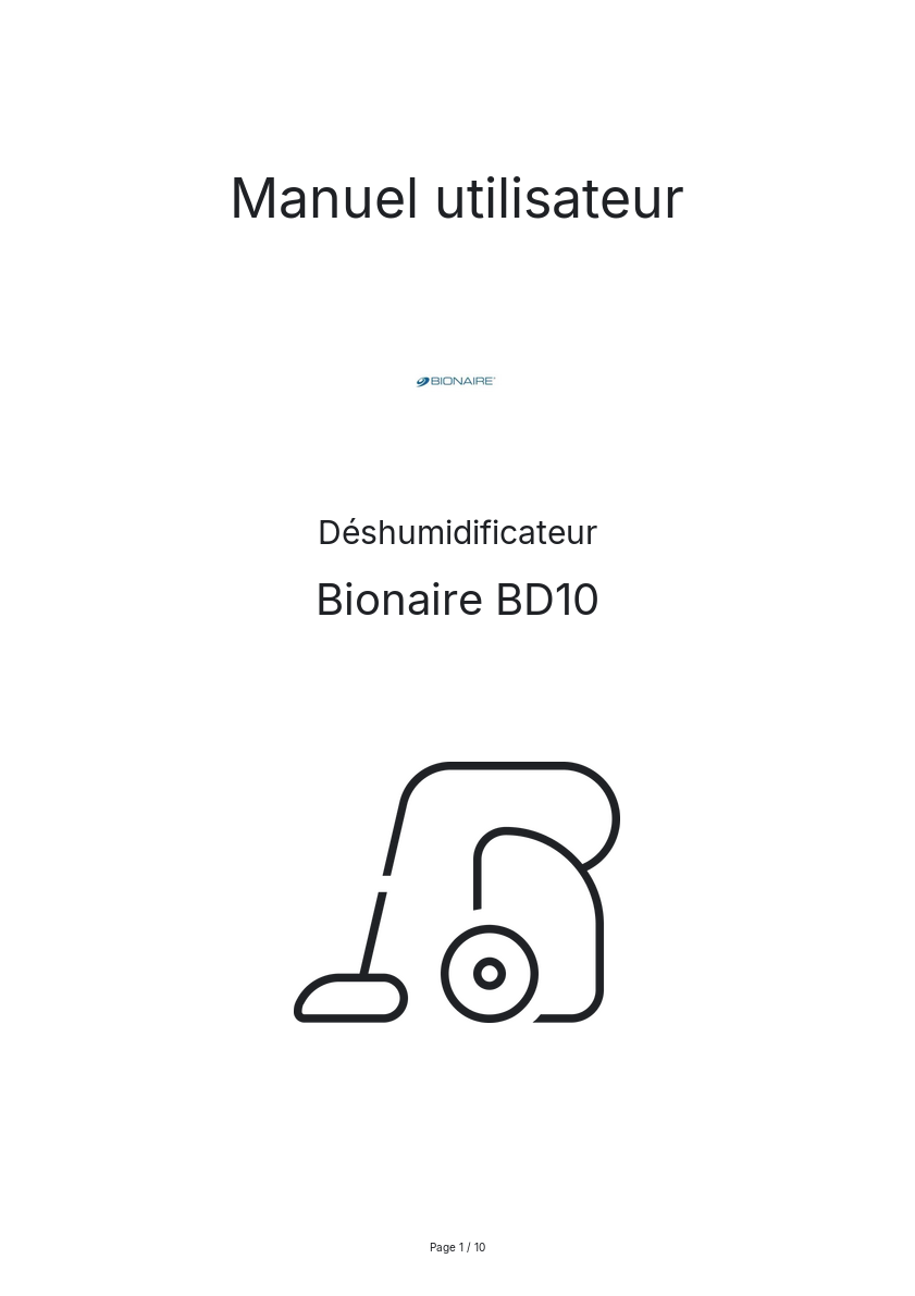 Image de la première page du manuel de l'appareil BD10