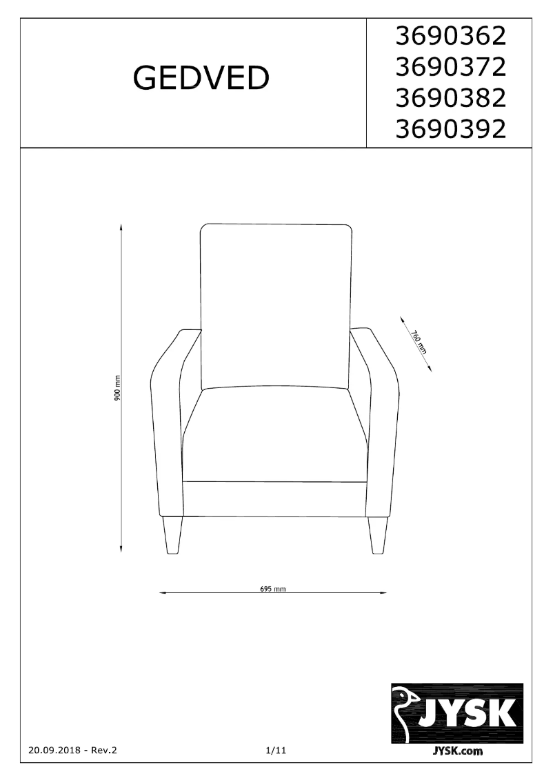 Page n°1 - Manuel utilisateur JYSK Gedved