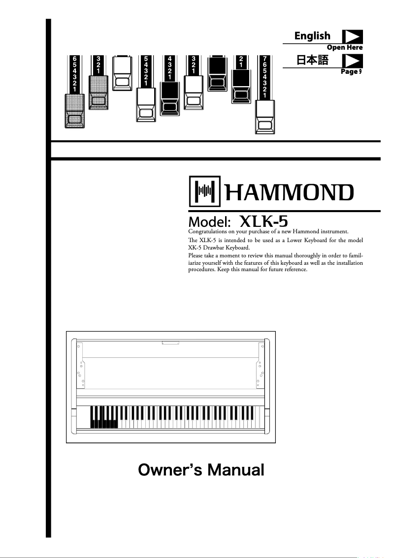 Page 1 de la notice Manuel utilisateur Hammond XLK-5