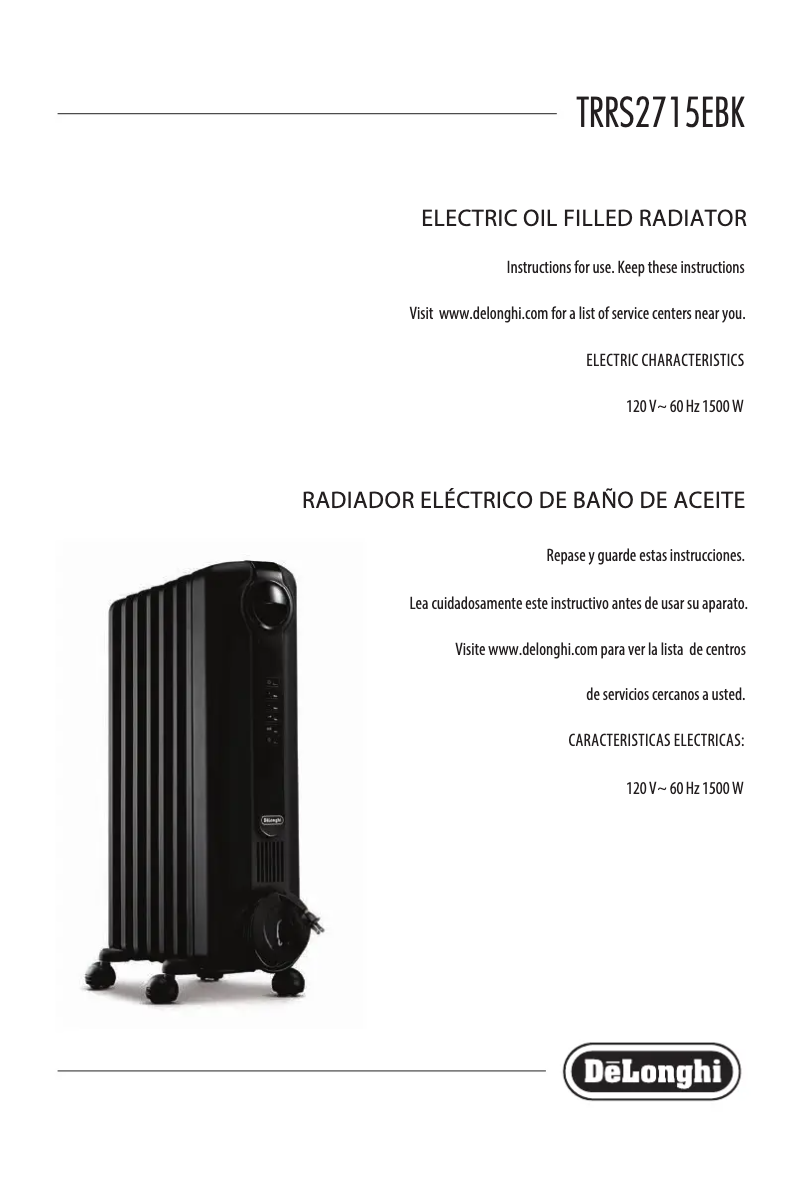 Page 1 de la notice Manuel utilisateur DeLonghi TRRS2715EBK