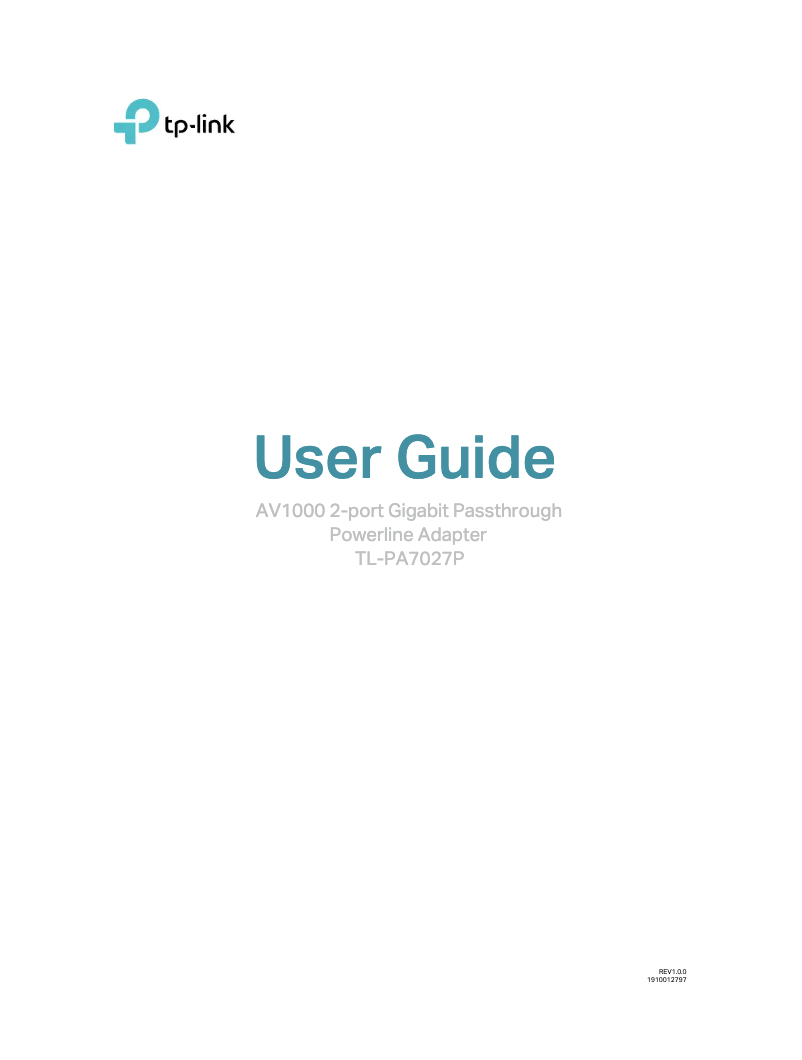 Page 1 de la notice Manuel utilisateur TP-Link TL-PA7027P