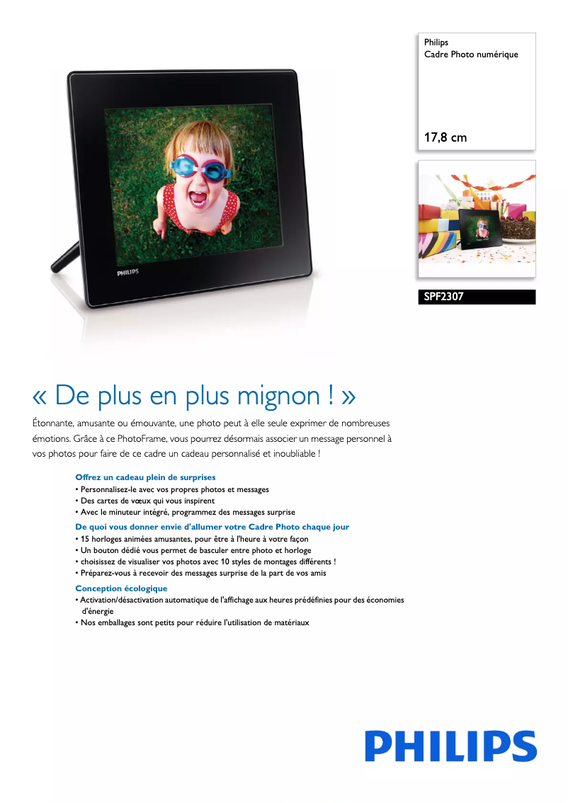 Página 1 del manual Ficha técnica Philips SPF2307