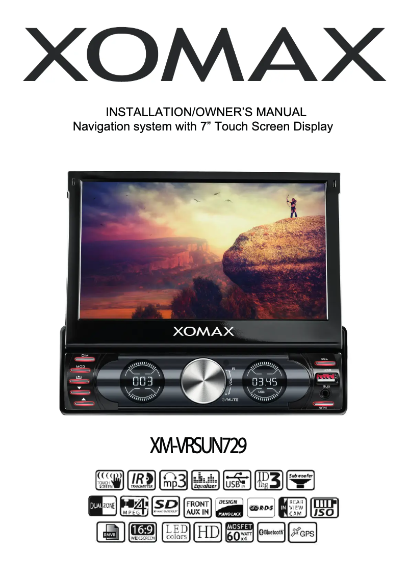 Page 1 de la notice Manuel utilisateur Xomax XM-VRSUN729 V2