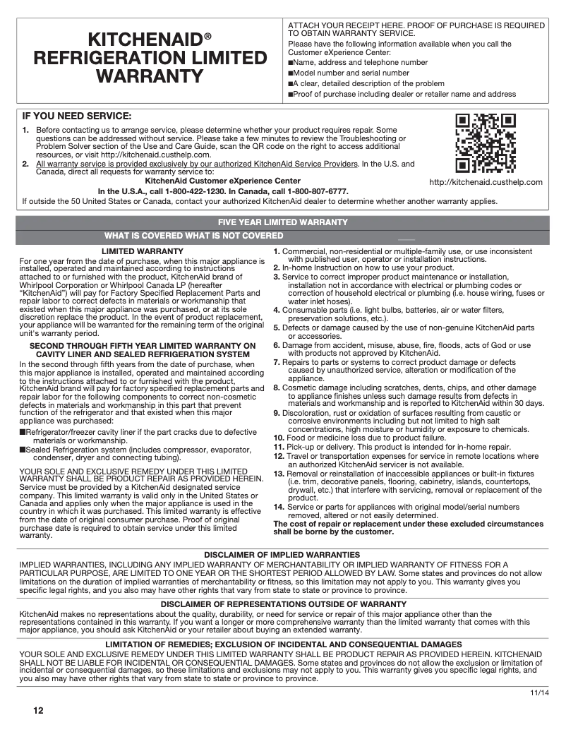 Image de la première page du manuel de l'appareil KUWR304ESS