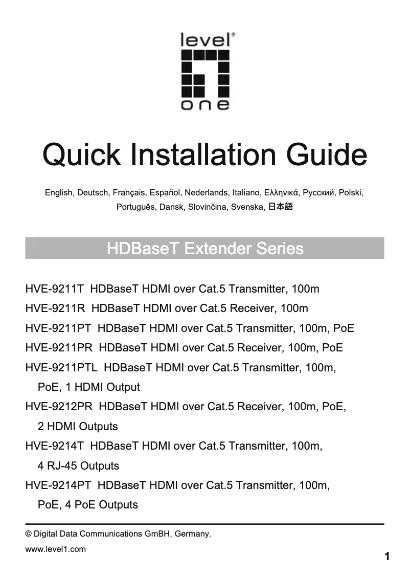 Page 1 de la notice Manuel utilisateur LevelOne HVE-9200P