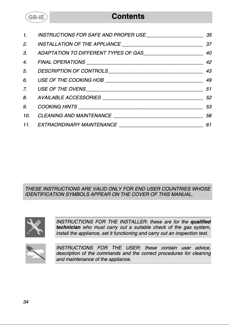 Page 1 de la notice Manuel utilisateur Smeg A42-6