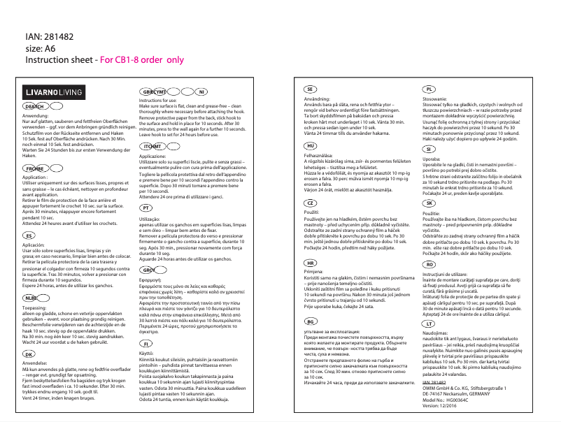 Page 1 de la notice Manuel utilisateur Livarno Lux IAN 281482